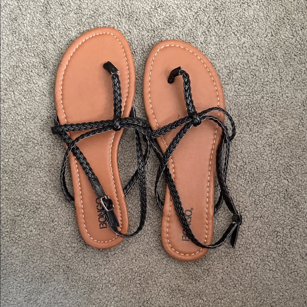 BONGO Women's Black Braided Sandals
